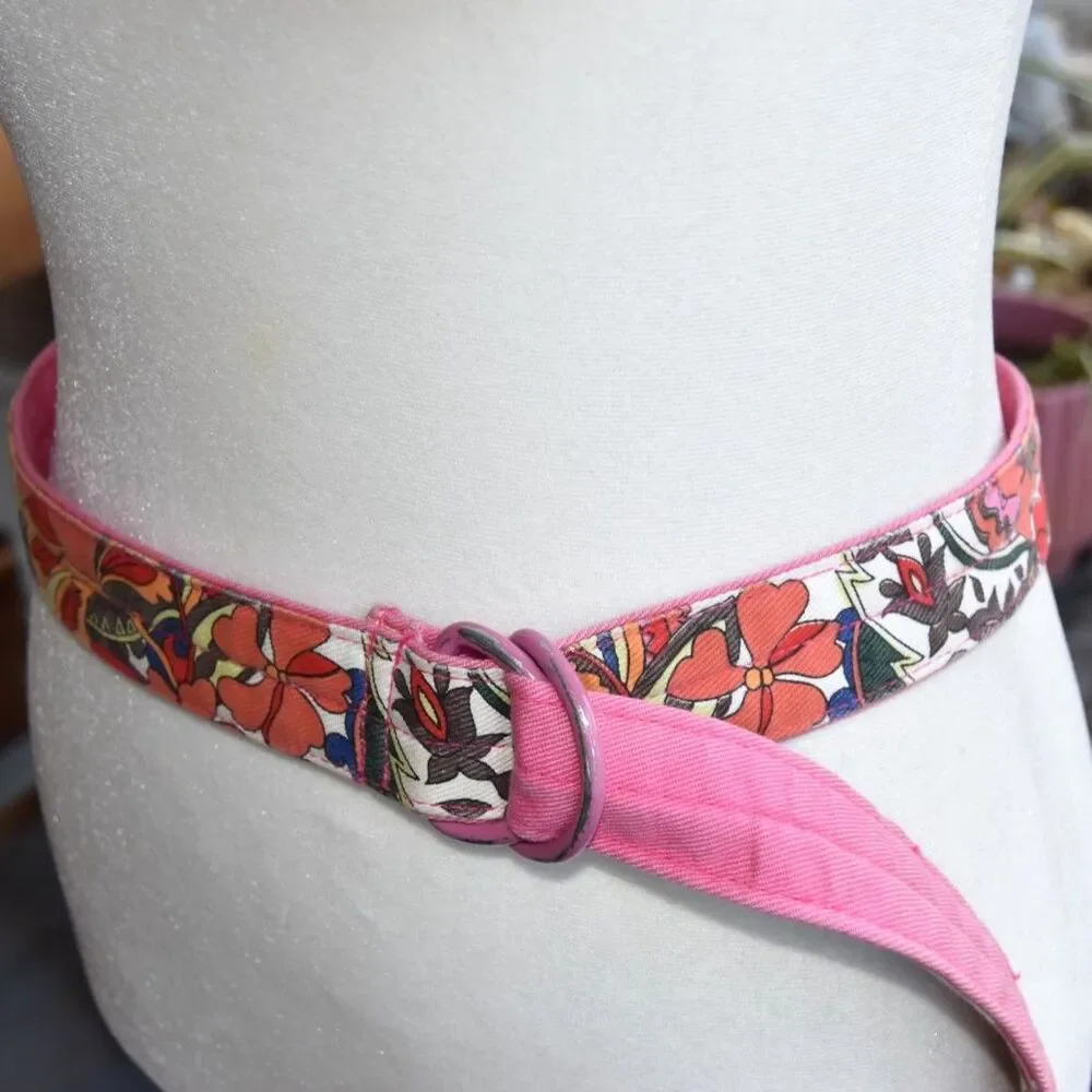 Vintage 70s Reversible Floral D Ring Psychedelic Pink Boho Hippie L39.5